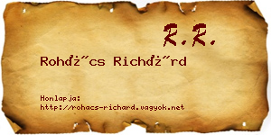 Rohács Richárd névjegykártya