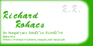 richard rohacs business card